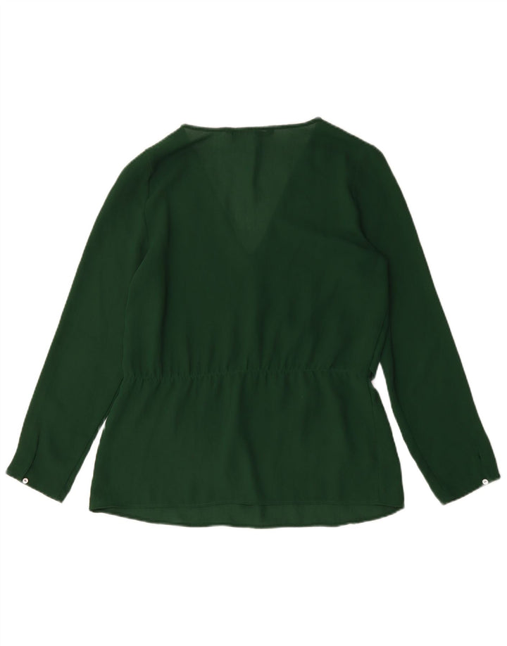 Zara Mujer Blusa De Manga Larga Top UK 40 Small Verde