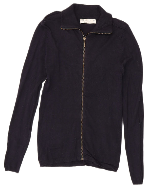 Zara - Jersey con cuello y cremallera para mujer, talla 40, talla M, viscosa, color azul marino