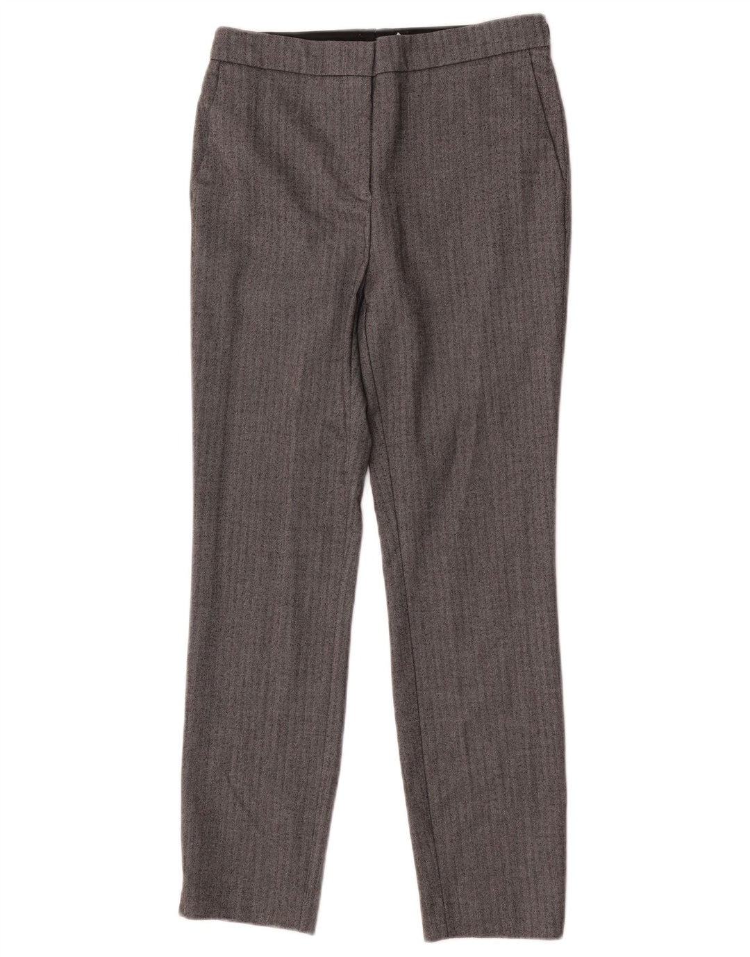 Zara Mujer Pantalón De Traje Slim Small W26 L26 Gris Espiga