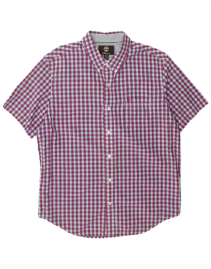 Timberland Camisa Earthkeepers de manga corta y ajuste regular para hombre, cuadros rojos grandes