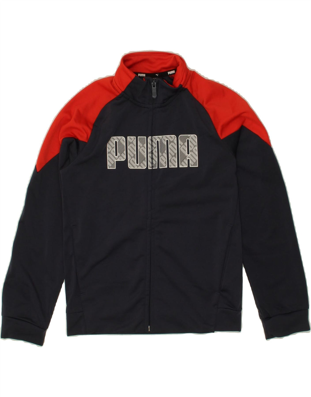 PUMA Boys Graphic Tracksuit Top Jacket 9-10 Years Medium Black Colourblock Vintage Puma and Second-Hand Puma from Messina Hembry 