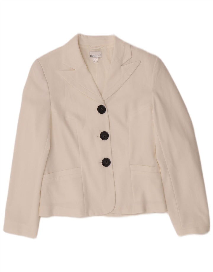 Jurgen Michaelsen Womens 3 Button Blazer Jacket UK 10 Small White Polyester