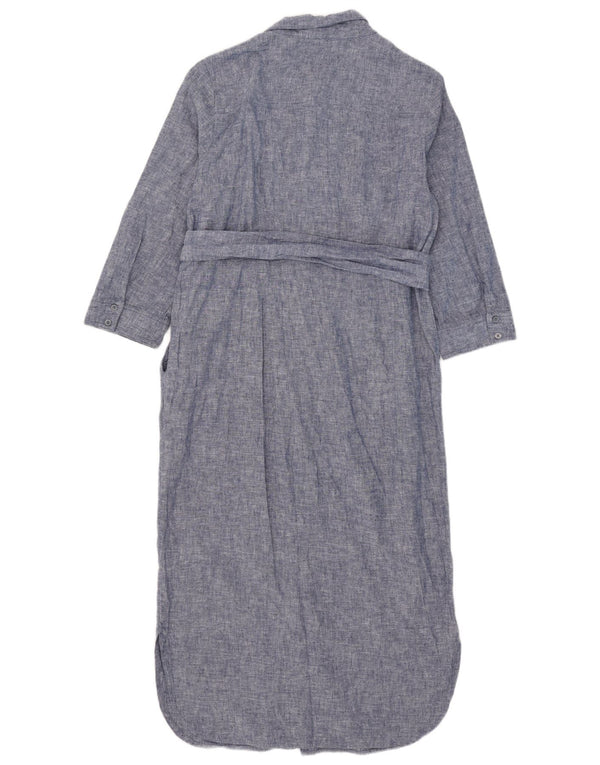 Boden Vestido camisero extragrande de manga 3/4 para mujer UK 40 Small Lino azul marino