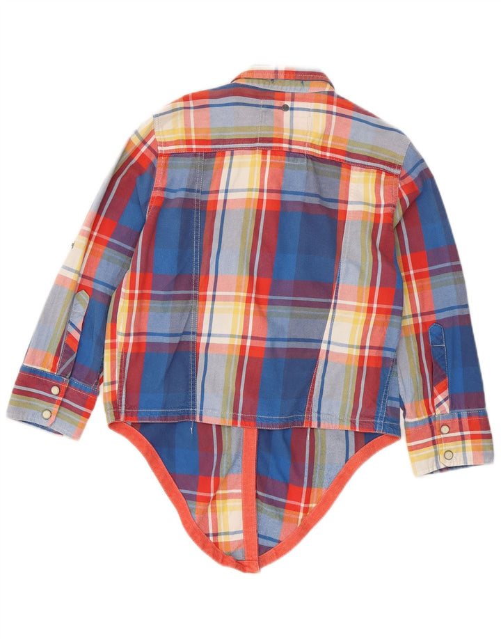 Superdry Camisa de franela tipo pulóver para mujer, talla 40, algodón a cuadros azul medio