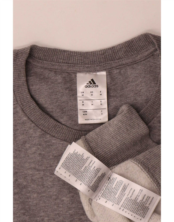 Adidas Hombre Sudadera Jumper Gris Medio Algodón Moteado