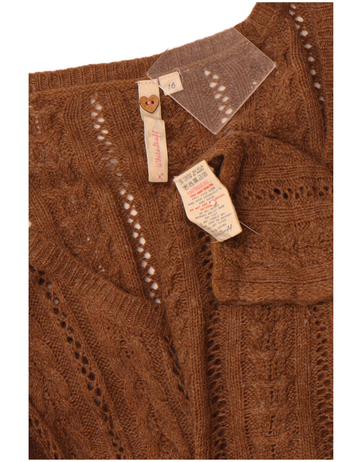 WHITE STUFF Suéter tipo cárdigan para mujer UK 46 Viscosa marrón grande