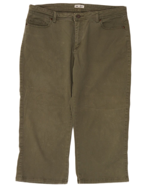 Lee Pantalones Capri Rectos para Mujer US 14 XL W36 L22 Algodón Caqui