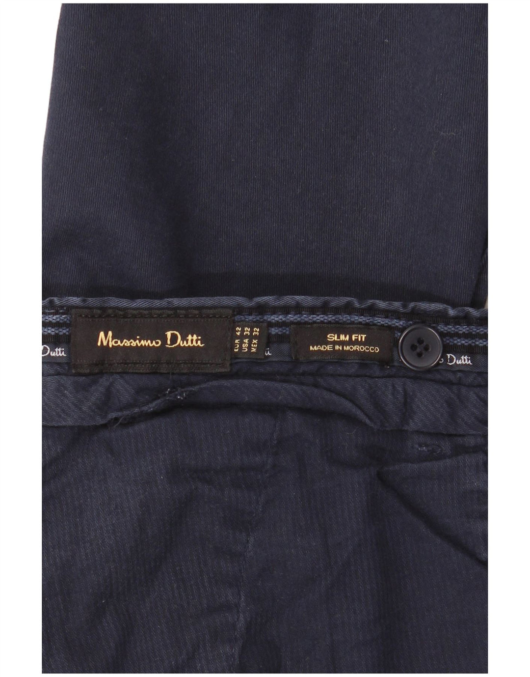 MASSIMO DUTTI Pantalón chino slim fit para hombre EU 42 Large W32 L34 Azul marino