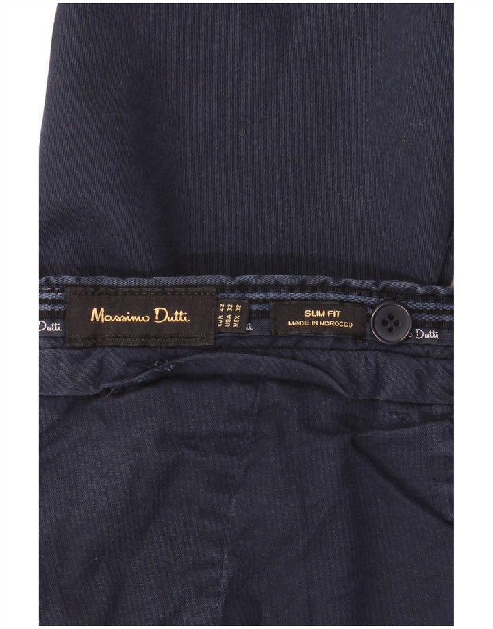 MASSIMO DUTTI Pantalón chino slim fit para hombre EU 42 Large W32 L34 Azul marino