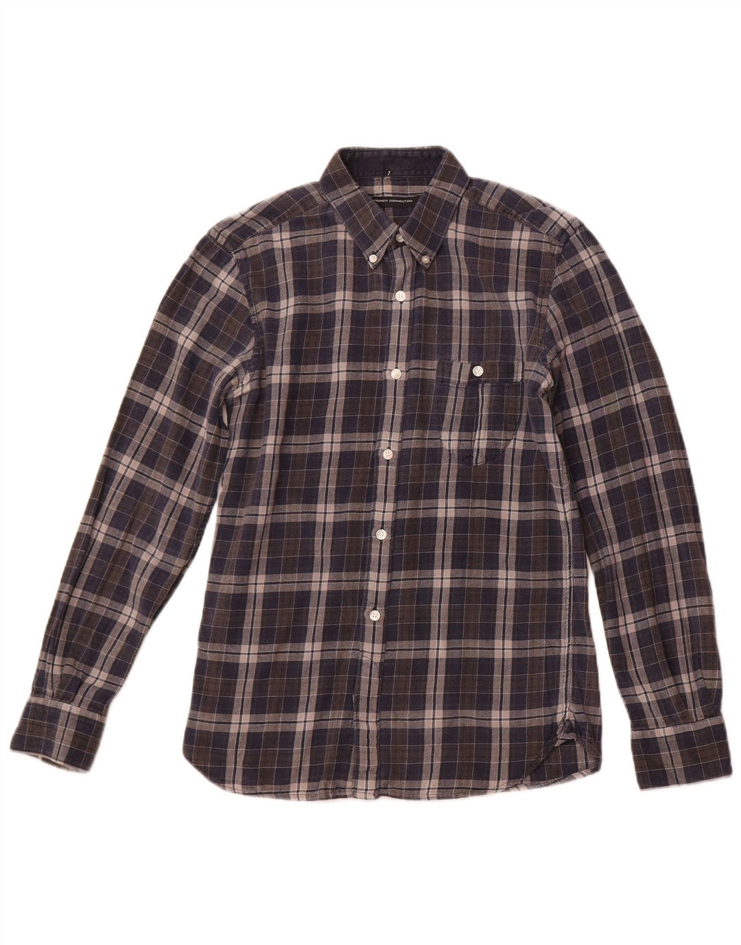 Camisa de franela para hombre de French Connection XS Algodón a cuadros azul marino