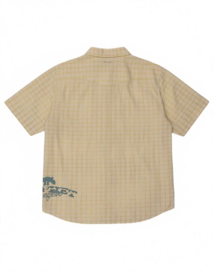 Wrangler Camisa gráfica de manga corta para hombre XL Algodón a cuadros amarillos
