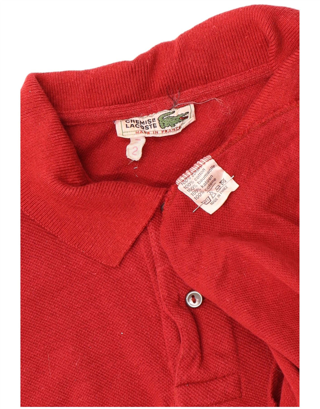 Polo Lacoste para hombre talla 2 XS algodón rojo