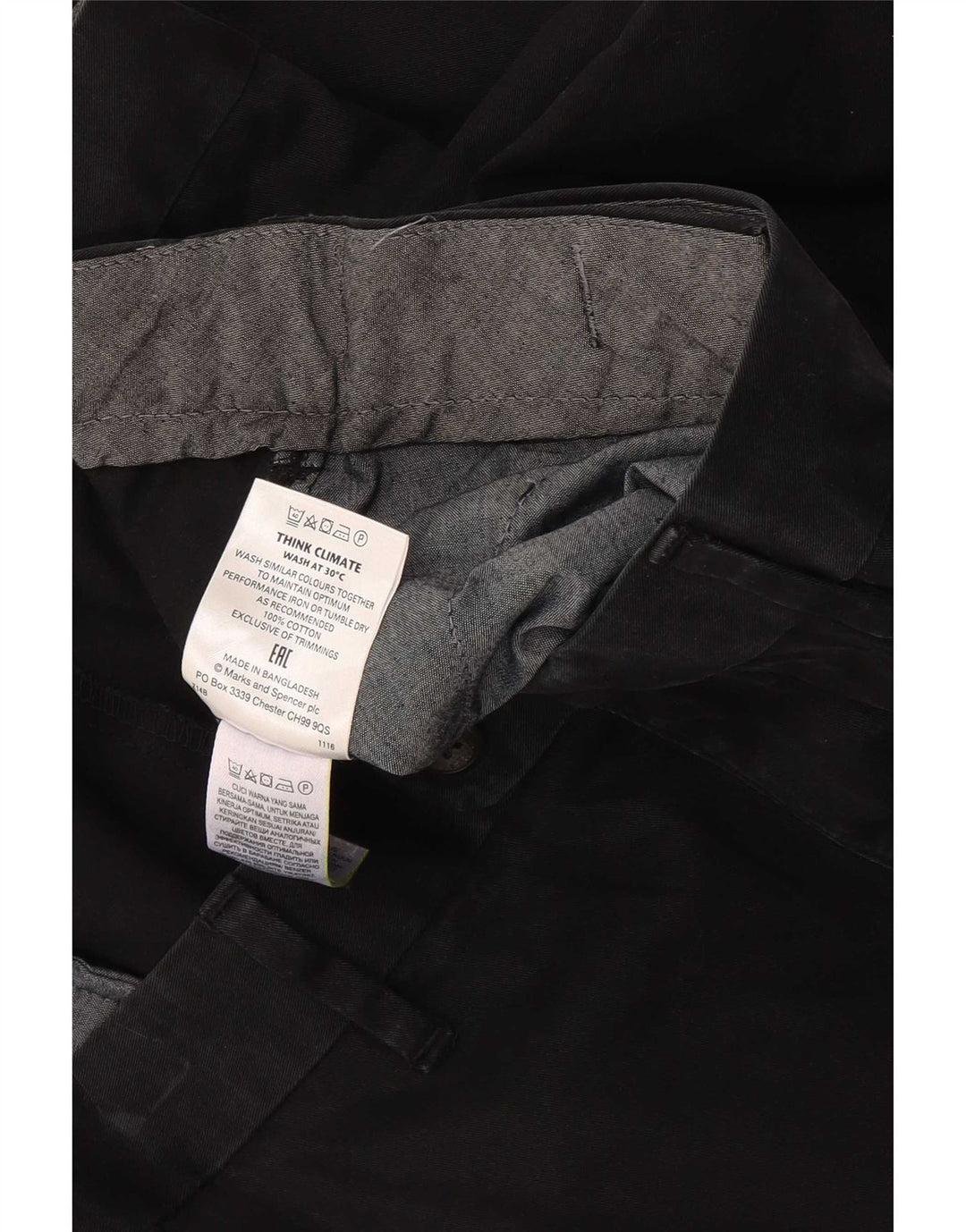 Marks & Spencer Pantalones cortos chinos de ajuste regular para hombre W48 4XL Algodón negro