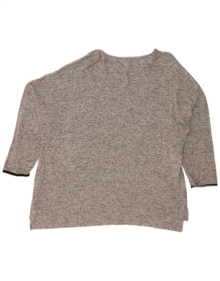 Zara Mujer Top Extragrande Manga 3/4 UK 46 Grande Gris Moteado