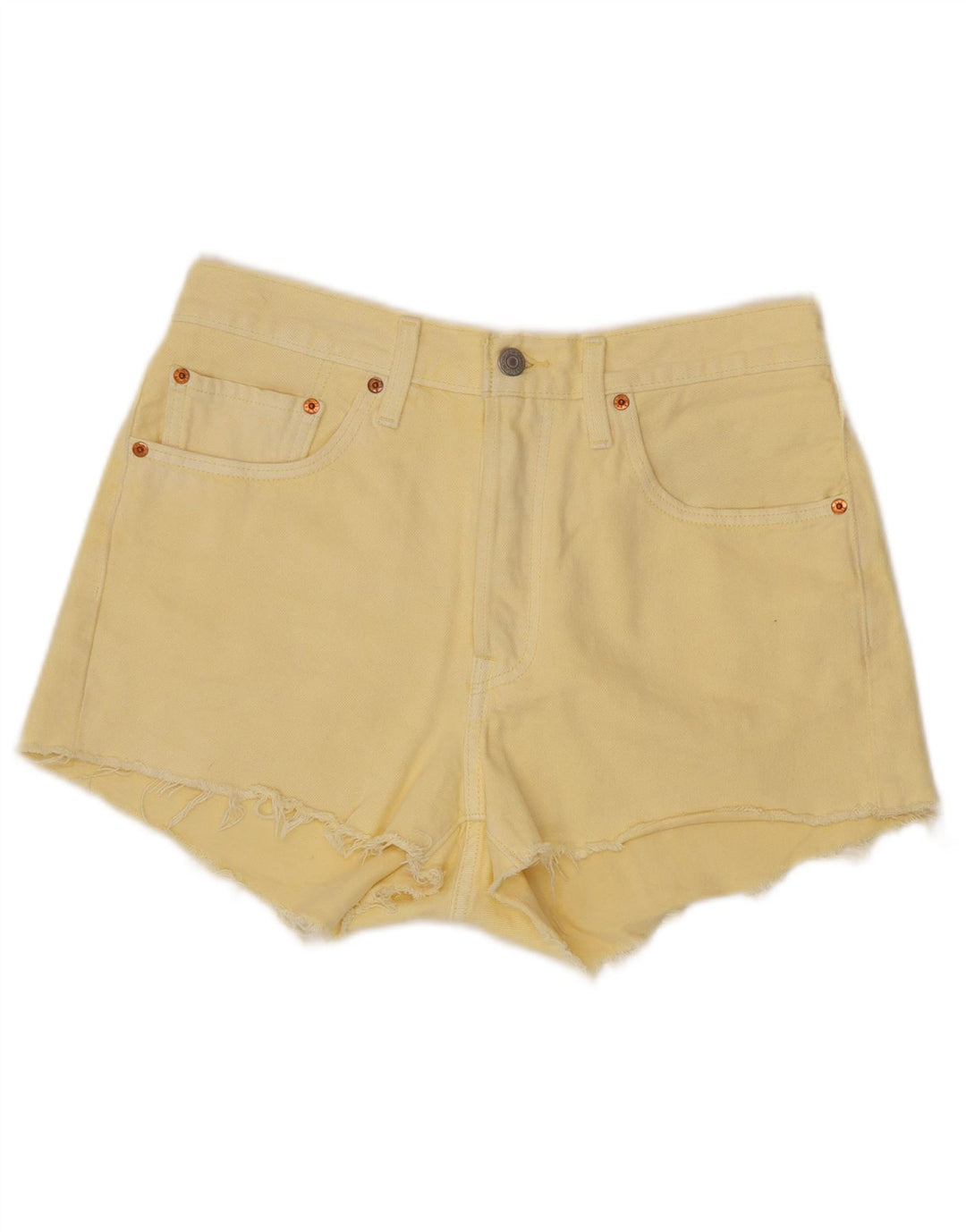 LEVI'S Mujer 501 Shorts De Mezclilla W30 Algodón Amarillo Medio