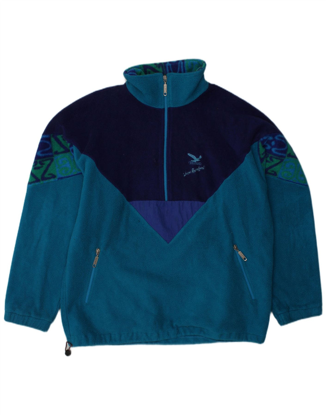 SALEWA Hombre Polartec Zip Neck Fleece Jumper XL Azul Colorblock Poliéster
