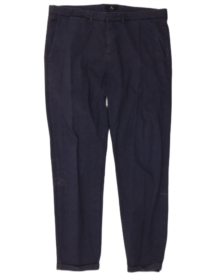 Fay - Pantalón chino ajustado para hombre W38 L30 azul marino a cuadros