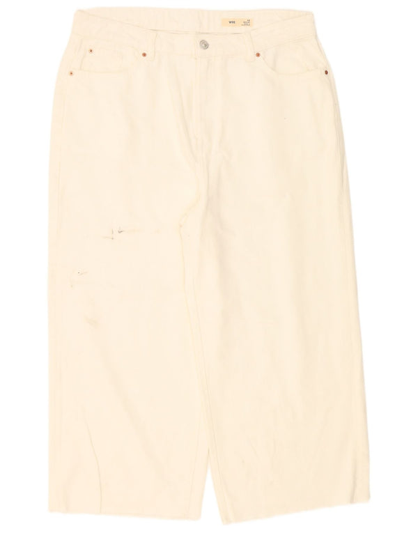 Marks & Spencer Vaqueros recortados de pierna ancha para mujer Reino Unido 46 Grande W36 L24 Blanco roto