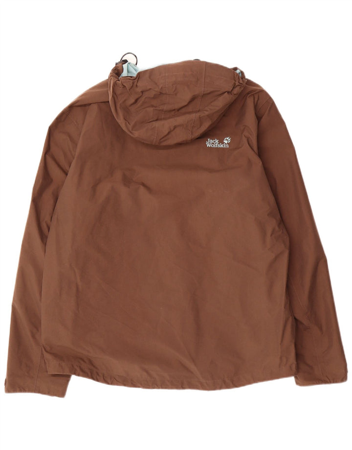 Jack Wolfskin Chaqueta impermeable con capucha para hombre UK 36/38 Marrón medio Poliamida