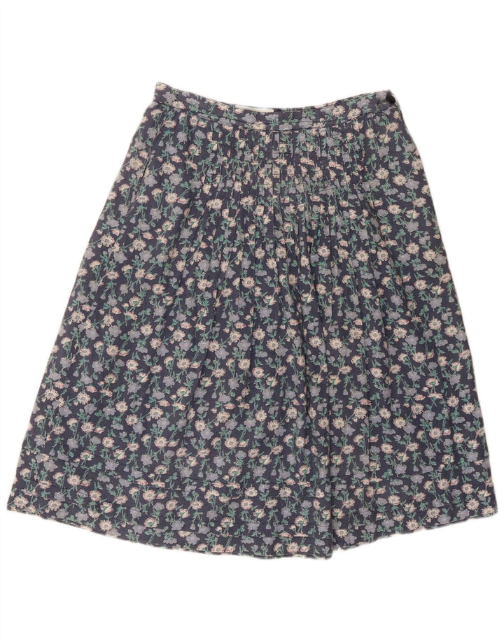 Vintage mujer A-Line falda W28 azul medio floral