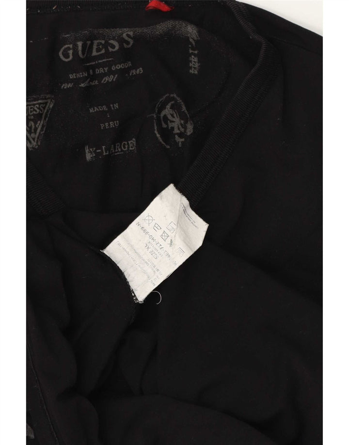 Guess Mens Graphic Top Manga Larga XL Algodón Negro