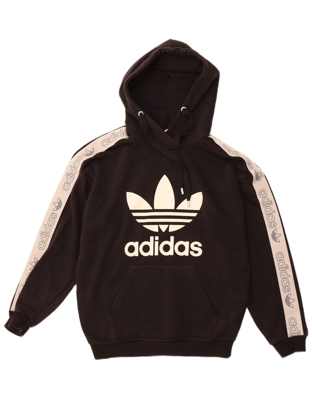ADIDAS Jersey con capucha y gráfico extragrande para mujer UK 8 Small Black Colourblock