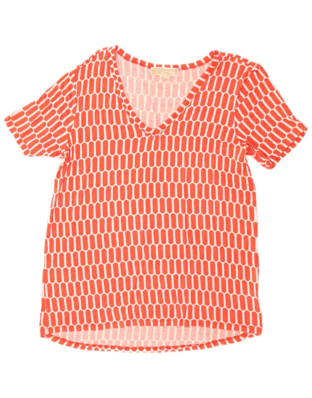 MICHAEL KORS Camiseta para mujer Top UK 10 Pequeño Rojo Geométrico Sintético
