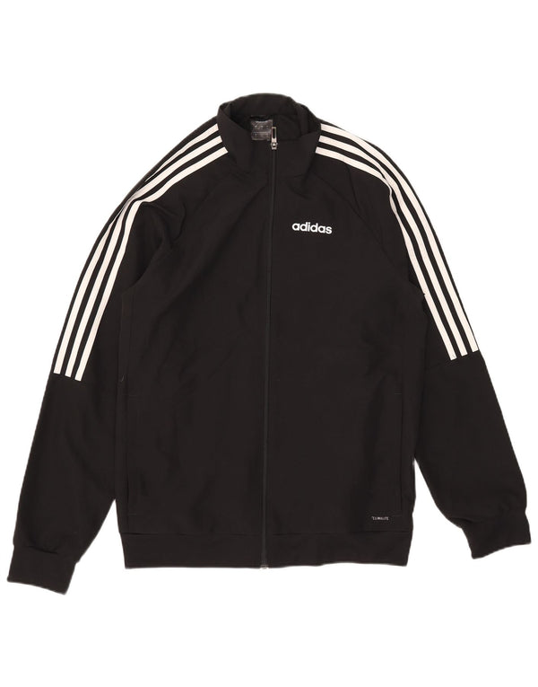 Adidas Mens Climalite Chándal Top Chaqueta Pequeña Poliéster Negro