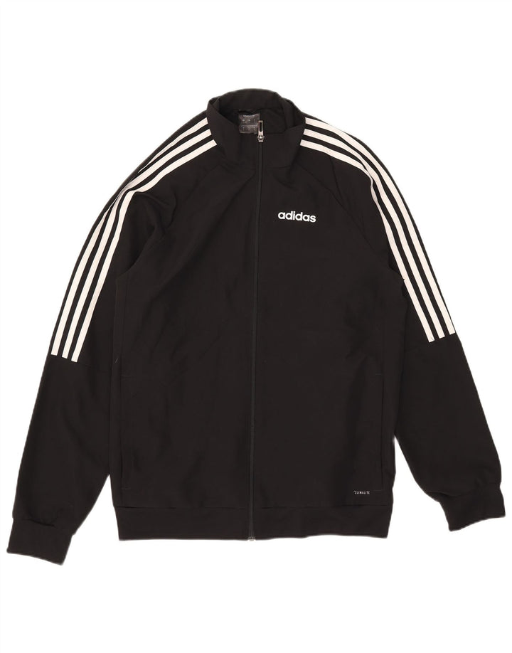 Adidas Mens Climalite Chándal Top Chaqueta Pequeña Poliéster Negro