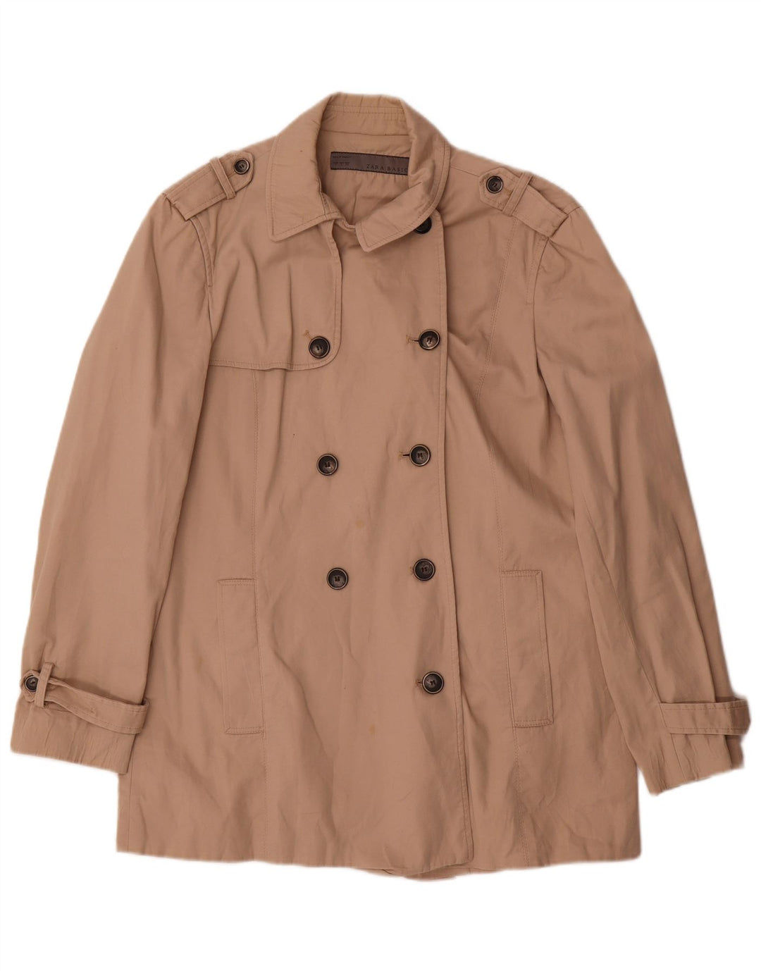 Zara Mujer Gabardina UK 46 Grande Algodón Beige