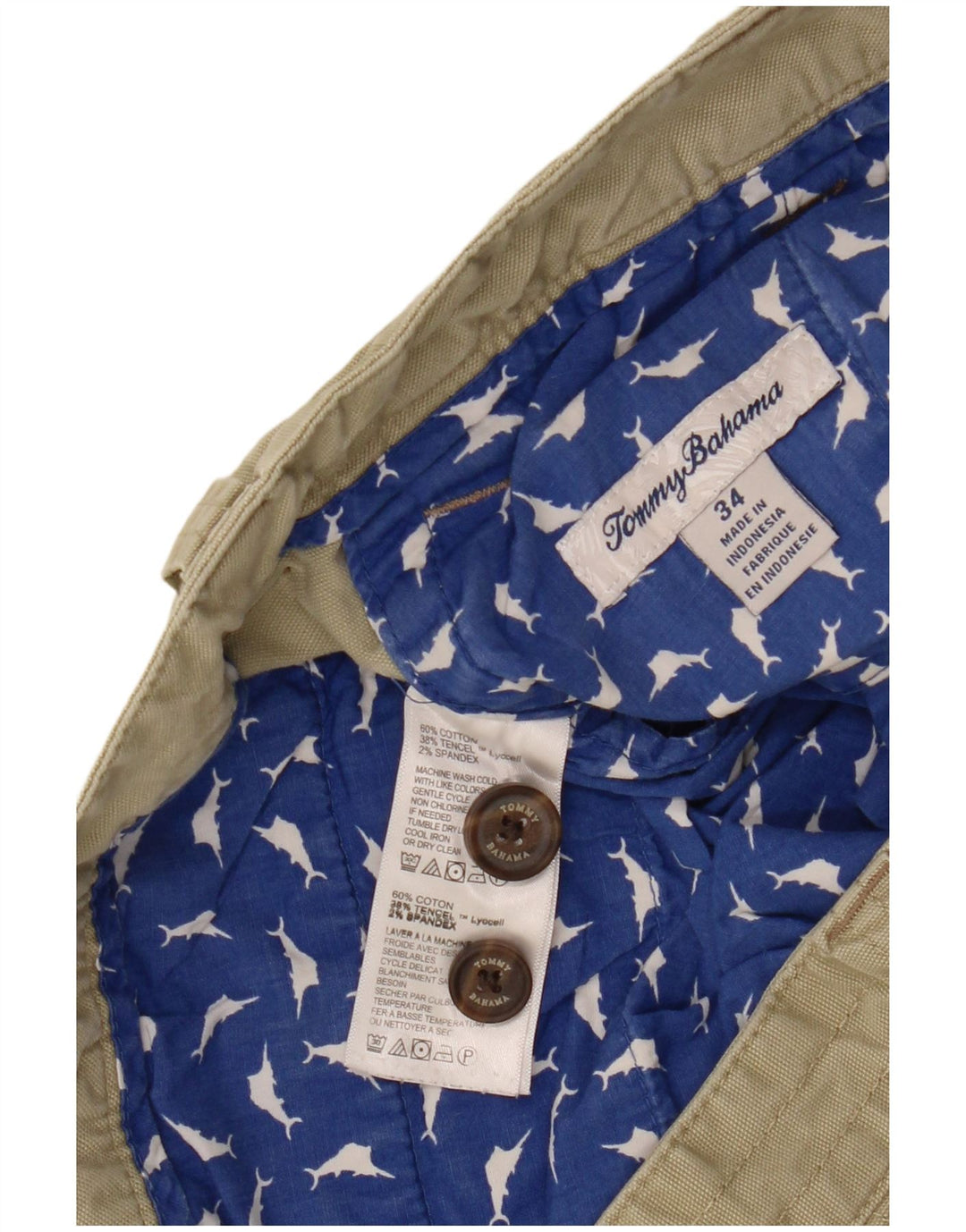 TOMMY BAHAMA Shorts cargo para hombre W34 Large Khaki Cotton