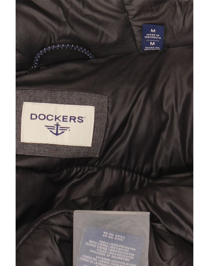 Dockers Abrigo acolchado con capucha para hombre UK 38 Poliéster gris medio