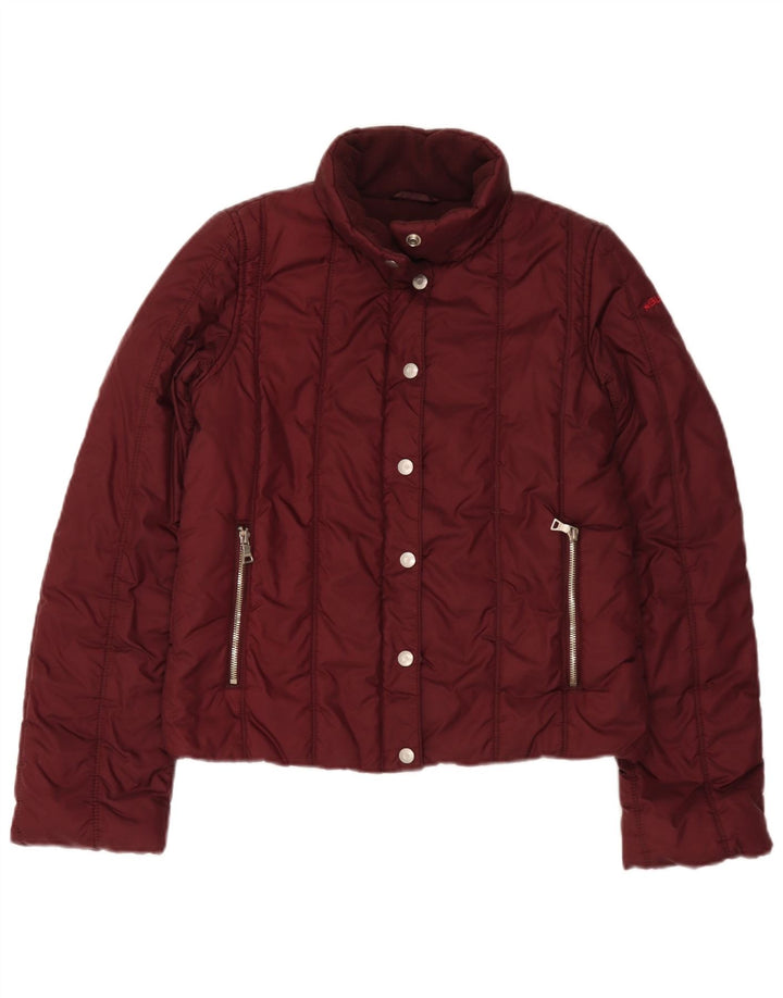 Guess Chaqueta acolchada para mujer UK 10 Small Borgoña Nylon