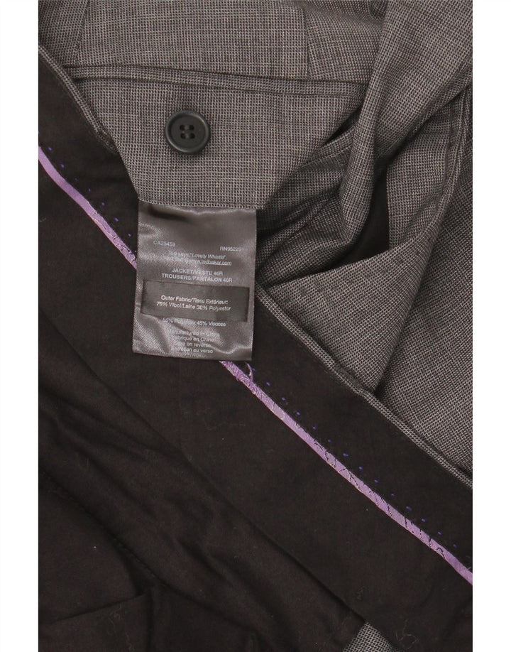 TED BAKER Pantalón de traje recto para hombre W40 L32 Lana gris