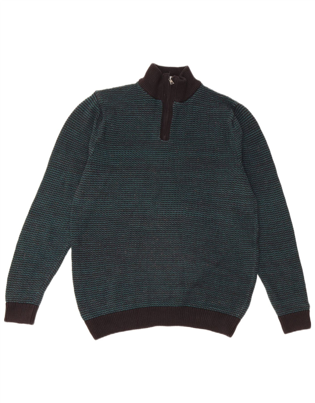 Marks & Spencer Jersey con cuello y cremallera para hombre de algodón a rayas verde medio