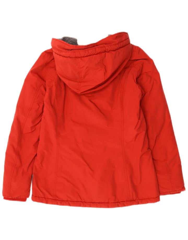 Woolrich Parka con capucha para mujer UK 14 Medium Red Cotton