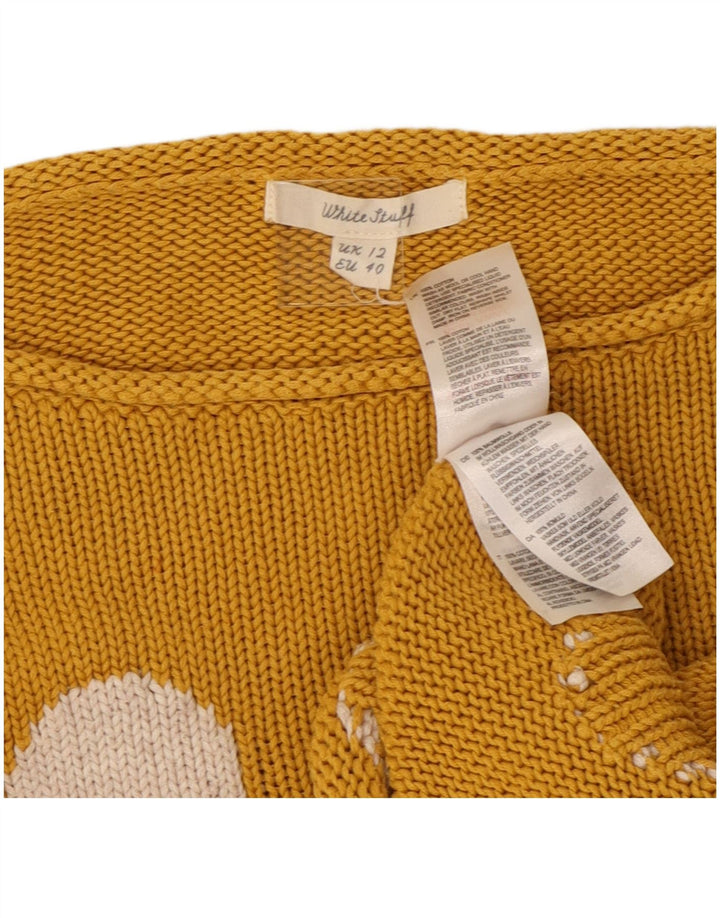 WHITE STUFF Suéter tipo jersey con cuello barco para mujer UK 12 Medio Amarillo Geométrico