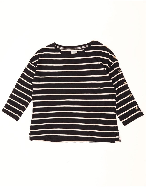 Camiseta para mujer Fat Face Manga 3/4 UK 40 Mediano Algodón a rayas negro