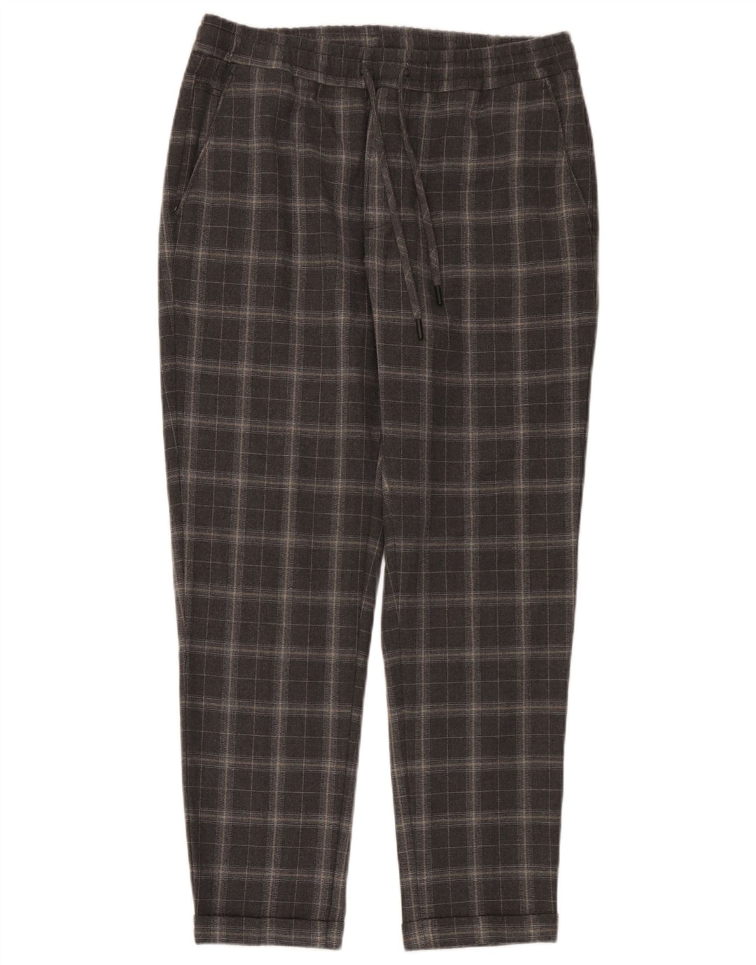 Zara Hombre Pantalón Chino Tapered Mediano W31 L30 Cuadros Grises