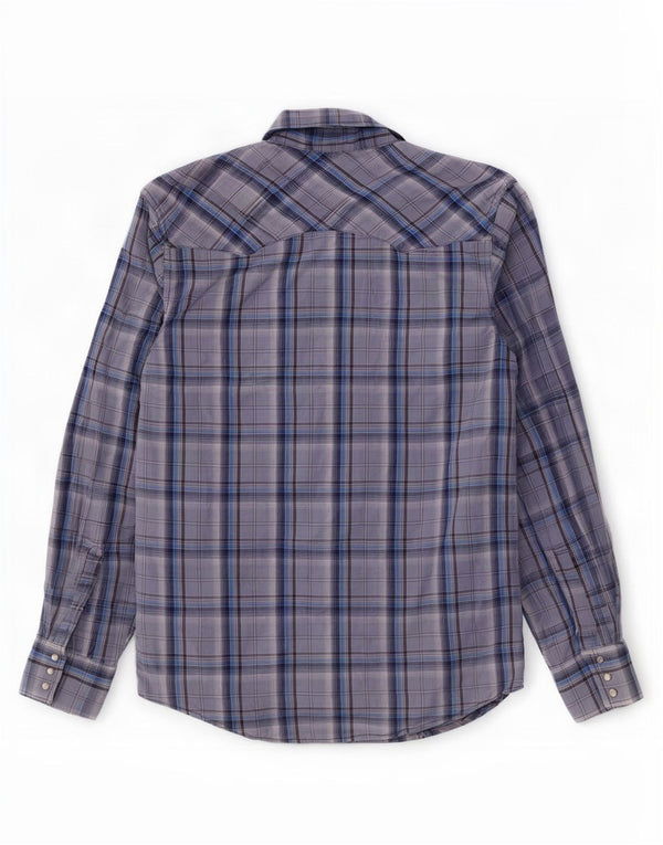 Camisa Wrangler Hombre De Algodón A Cuadros Azul Medio