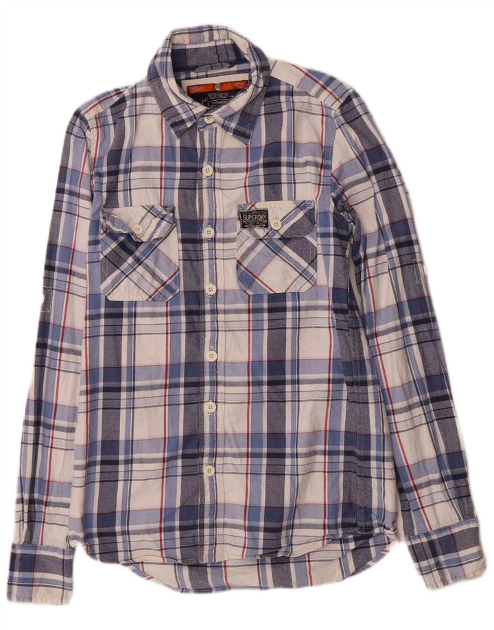 Superdry Camisa De Franela De Algodón A Cuadros Azul Pequeño