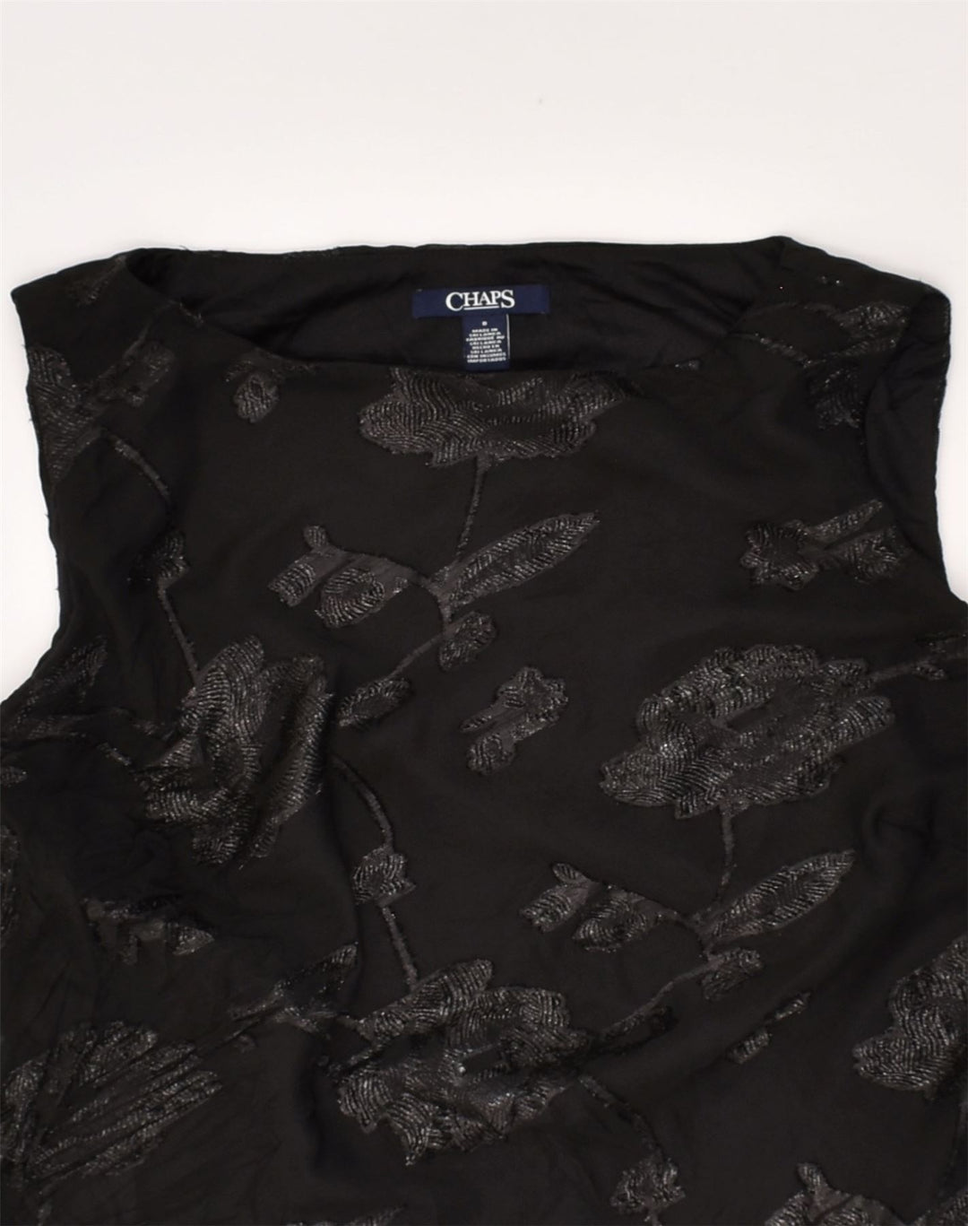 CHAPS Vestido acampanado para mujer UK 10 Pequeño Poliéster floral negro