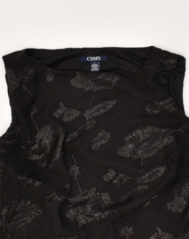 CHAPS Vestido acampanado para mujer UK 10 Pequeño Poliéster floral negro