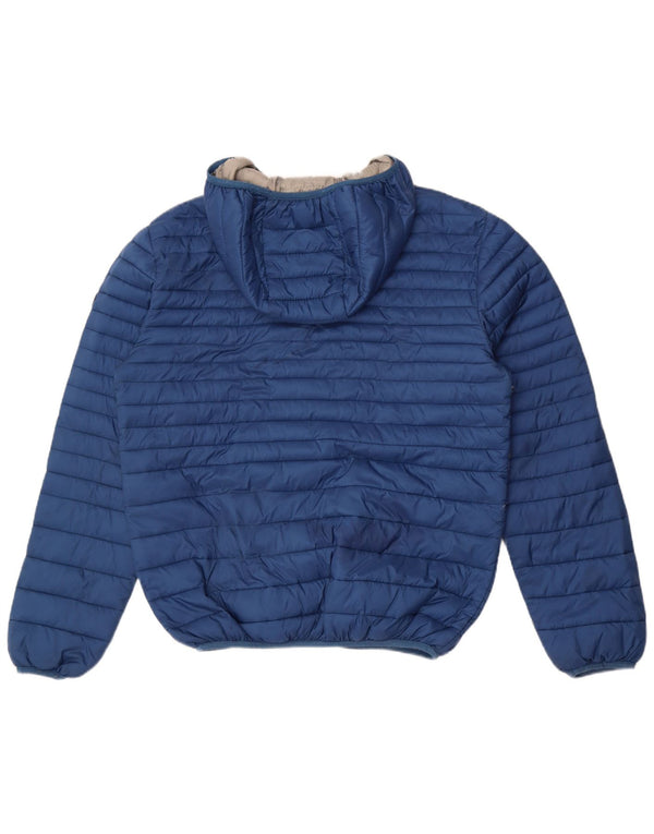 Trussardi Chaqueta acolchada con capucha para hombre UK 40 Large Nylon azul