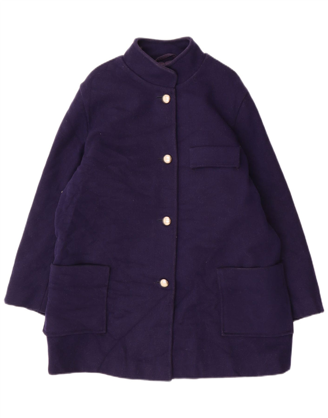 Vintage mujer abrigo Reino Unido 14 azul marino medio