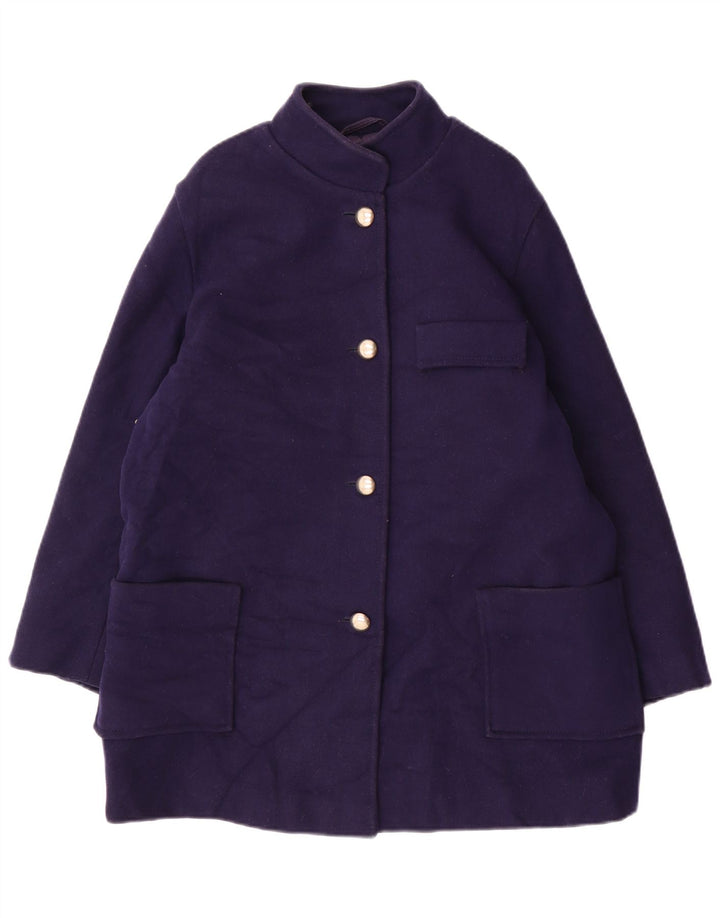 Vintage mujer abrigo Reino Unido 14 azul marino medio