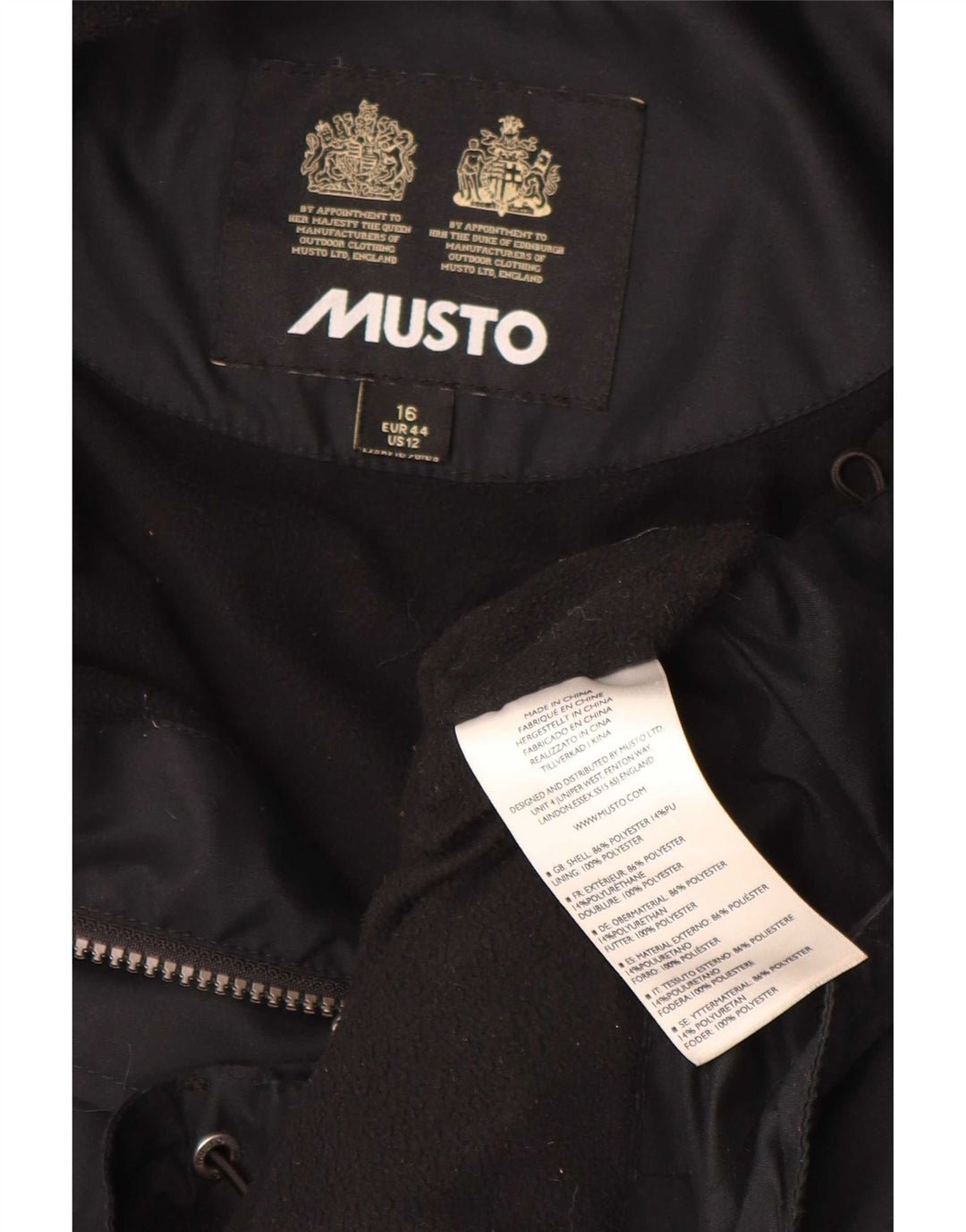 Musto Chaqueta cortavientos extragrande para mujer UK 46 Large Black Colourblock