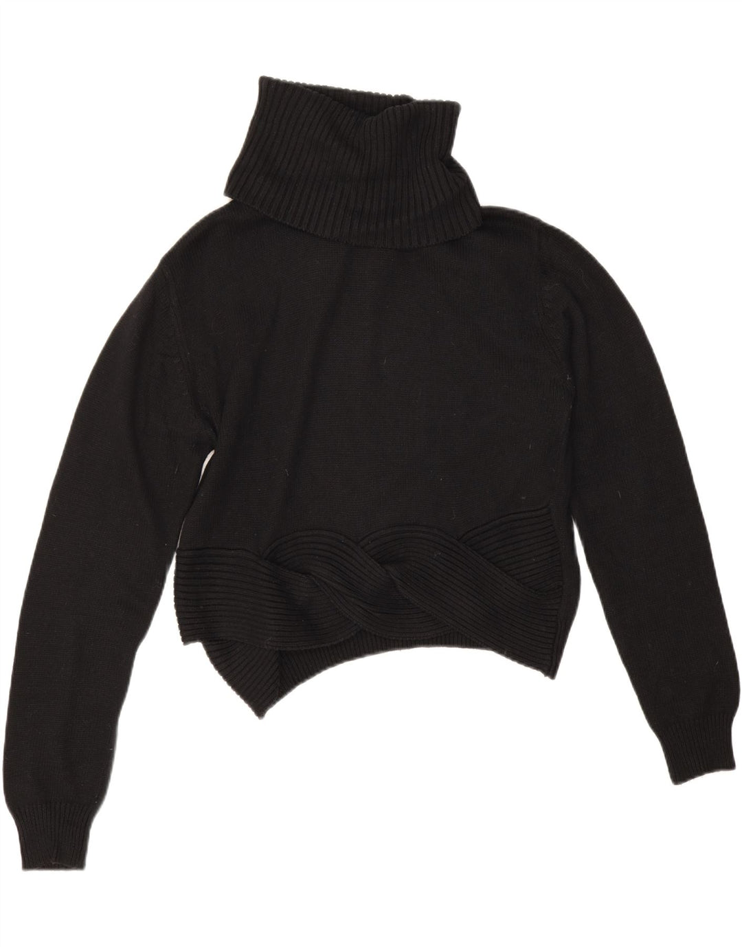 Guess Suéter corto con cuello vuelto para mujer UK 44 Mediano Algodón negro