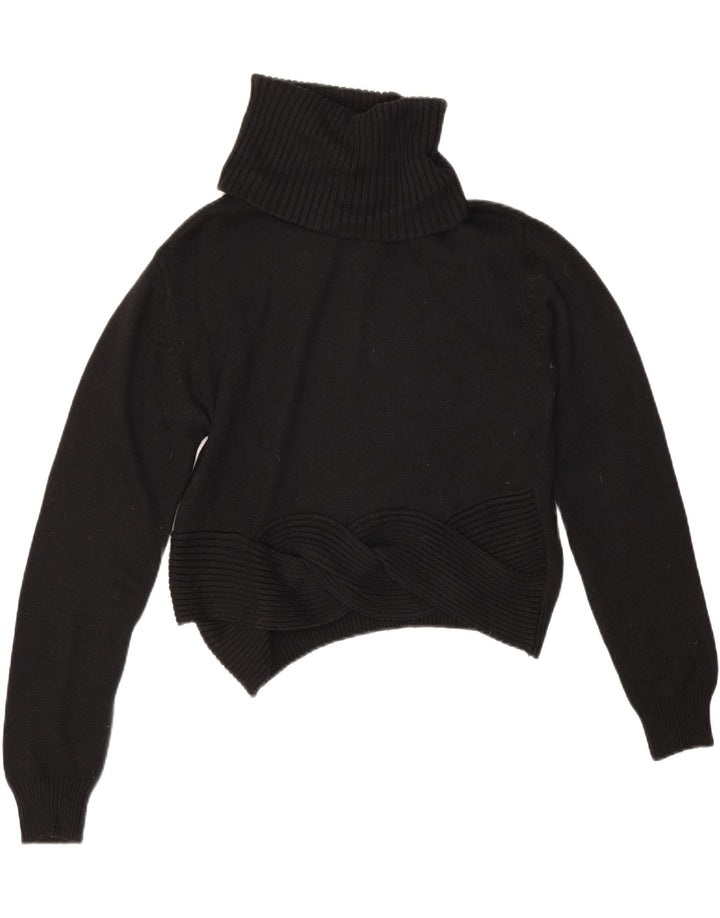 Guess Suéter corto con cuello vuelto para mujer UK 44 Mediano Algodón negro
