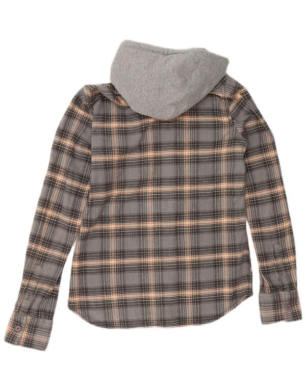 Superdry Camisa De Franela Con Capucha De Algodón A Cuadros Gris Medio